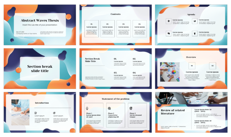 Wave Abstract Slide Abstract Waves Thesis Free Google Slides PowerPoint Template