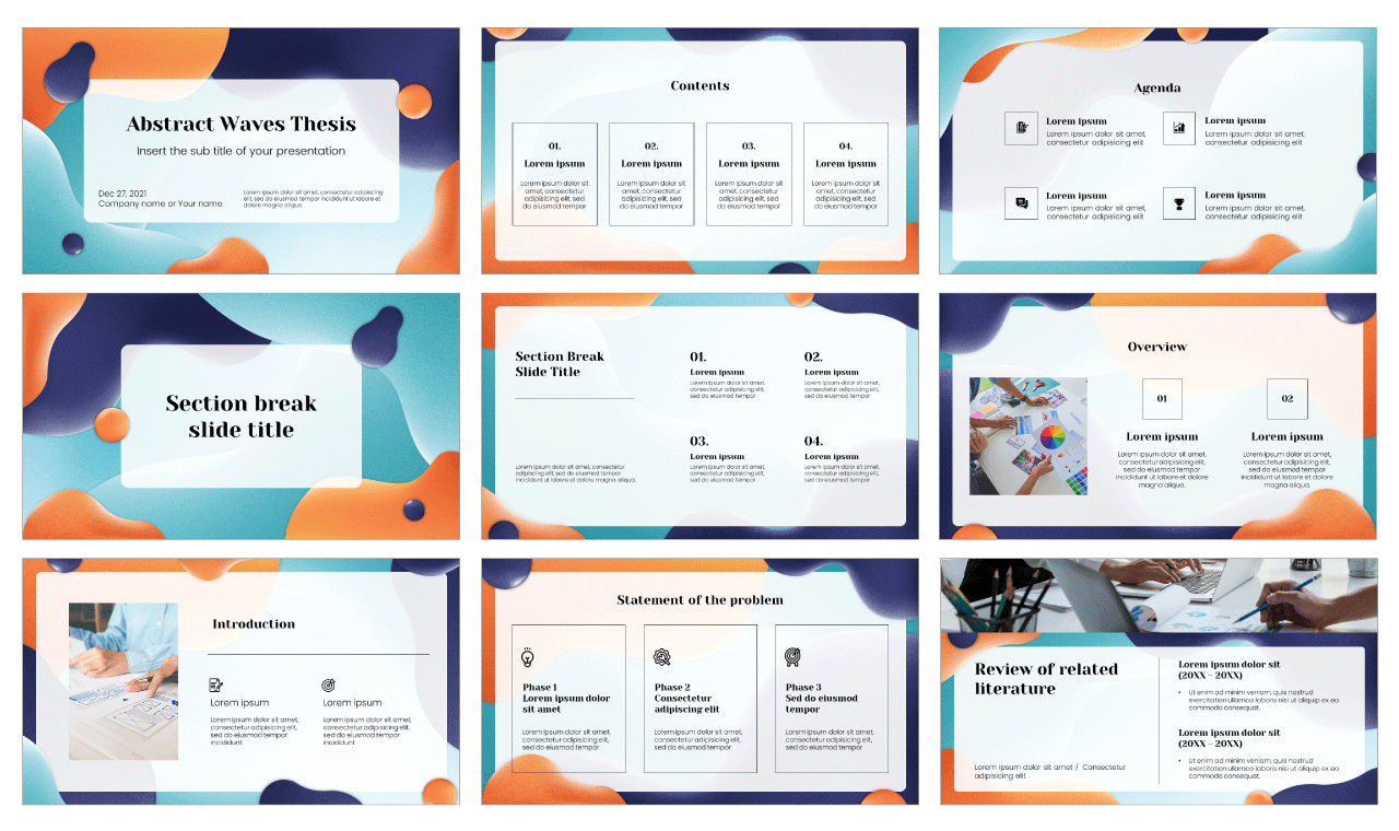 Abstract Waves Thesis Free Google Slides Template and Theme