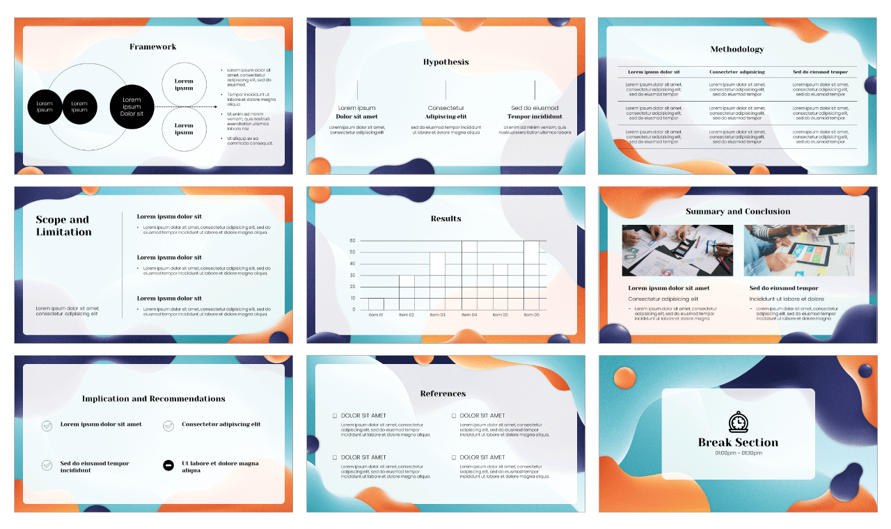 Abstract Waves Thesis PowerPoint Template Free Download