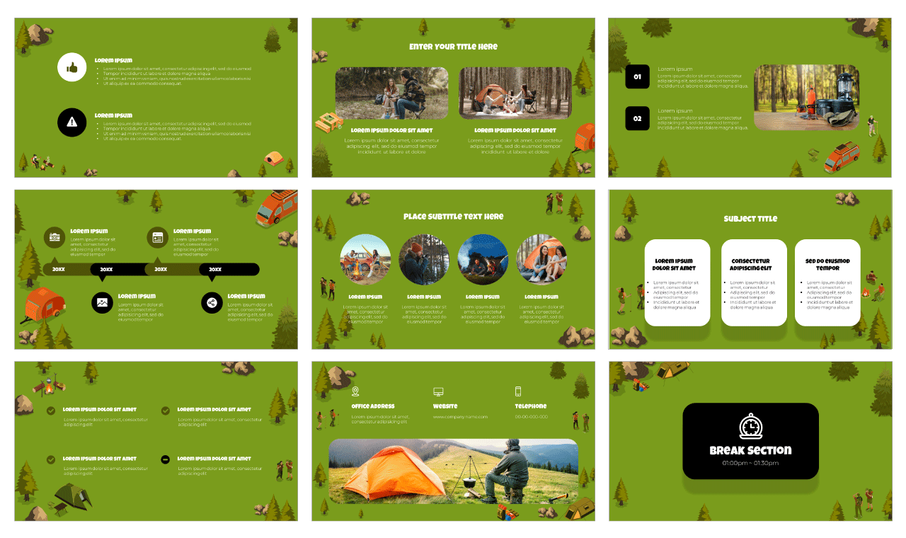 Camping Day Newsletter PowerPoint Template Free Download