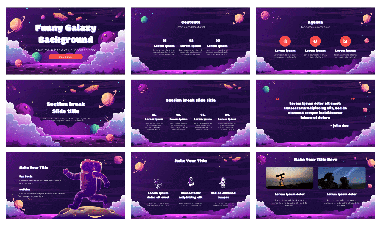 Funny Galaxy Background Free Google Slides Template Theme