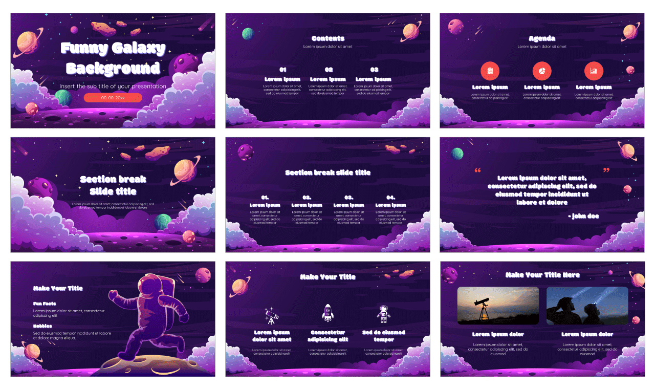 Funny Galaxy Background Google Slides and PowerPoint Template