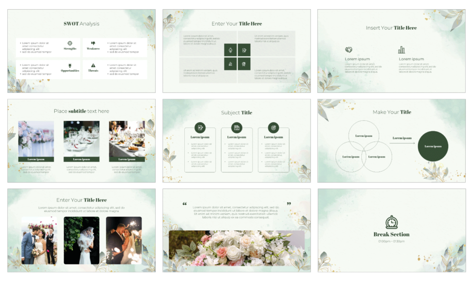 Golden Greenery Leaves Free Google Slides PowerPoint Template