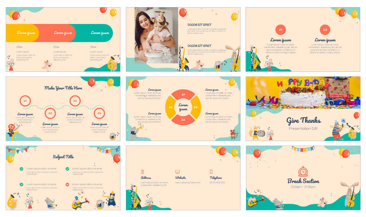 Happy Birthday Card PowerPoint Template Free Download
