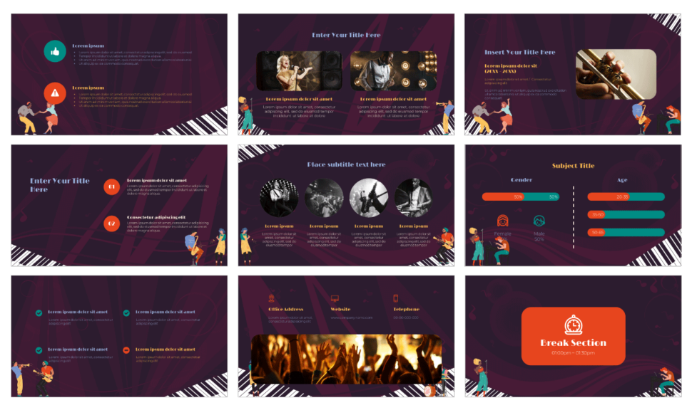 Jazz Live Music Free Google Slides Template PowerPoint Theme