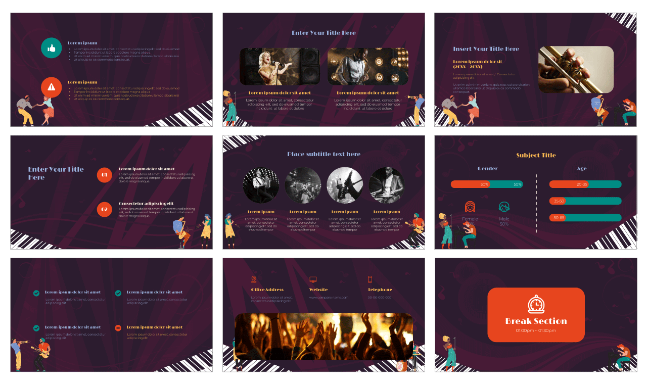 Jazz Live Music PowerPoint Template Free Download