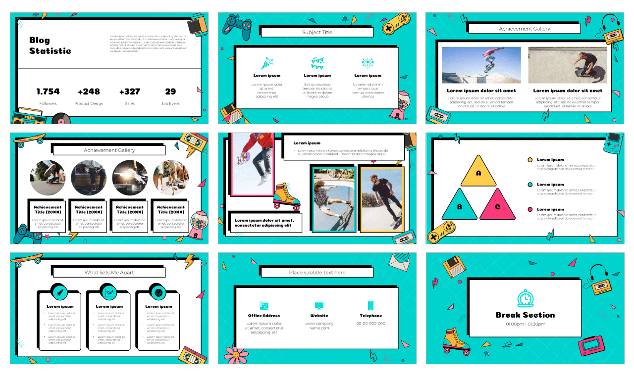 90s Vibes Newsletter PowerPoint Template Free Download