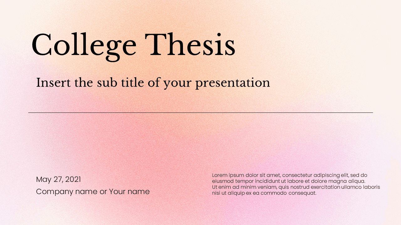 Gradients College Thesis Free Google Slides PowerPoint Template