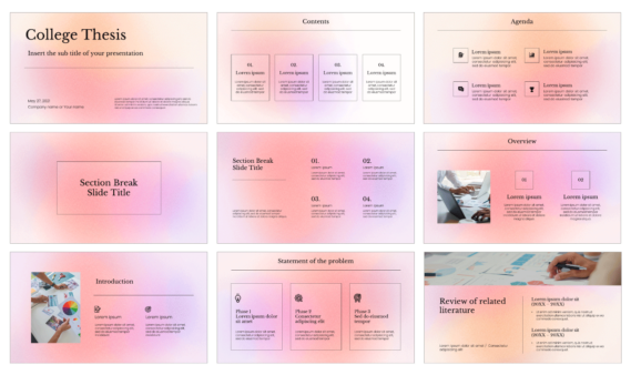 Gradients College Thesis Free Google Slides PowerPoint Template