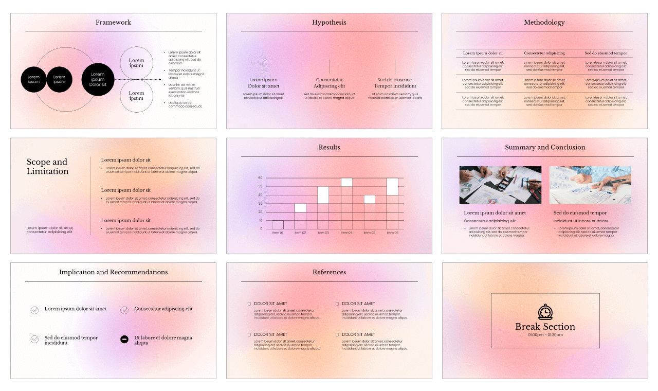 Gradients College Thesis PowerPoint Template Free Download