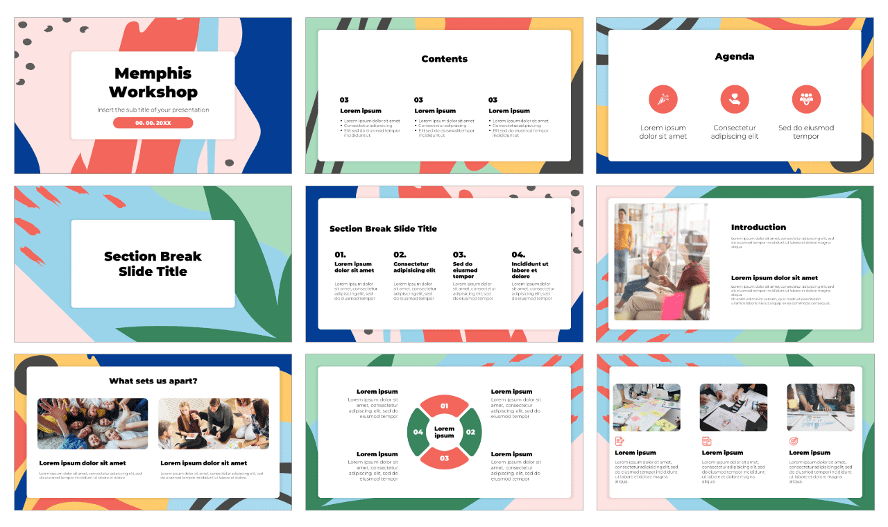 Memphis Workshop Free Google Slides Template Theme