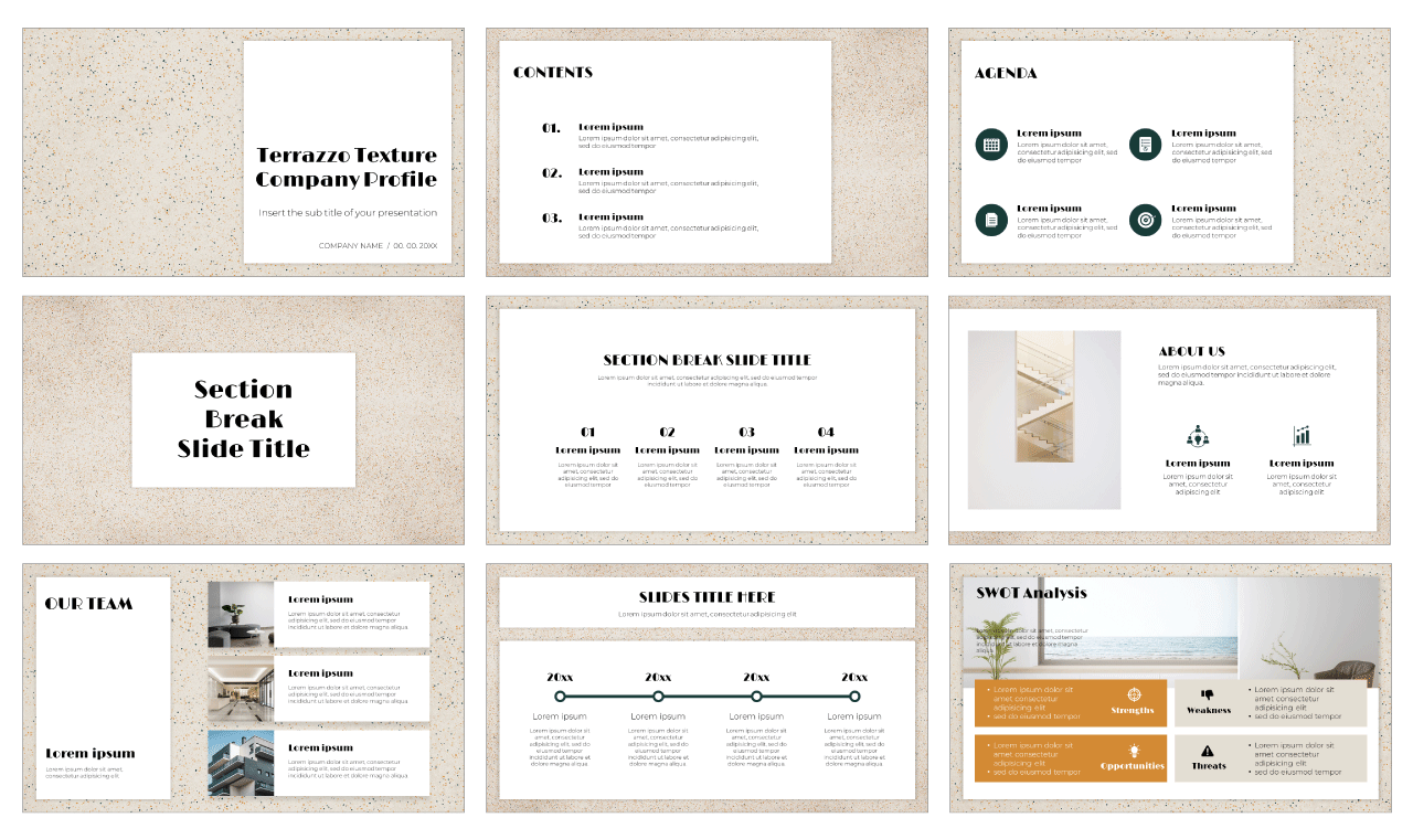 Terrazzo Texture Company Profile Free PowerPoint Tempalte