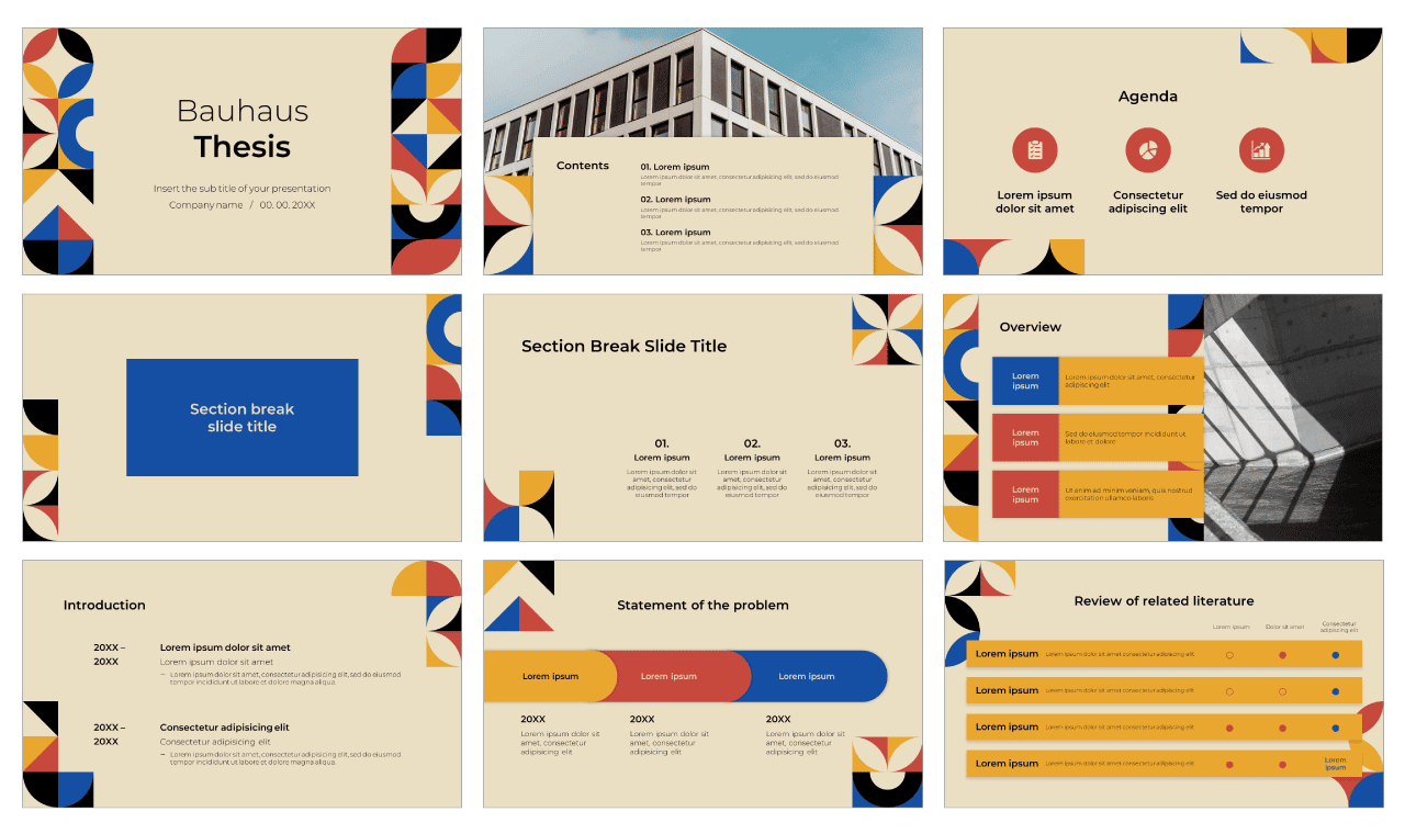 Bauhaus Style Thesis Free Google Slides Theme Template