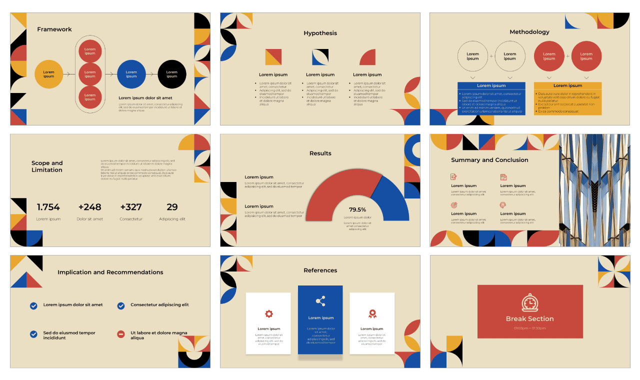 Bauhaus Style Thesis PowerPoint Template Free Download