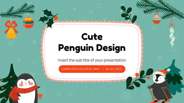Cute Penguin Design Free Google Slides PowerPoint Templates