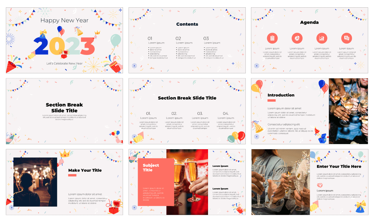 Happy New Year Celebration Free Google Slides Theme Template