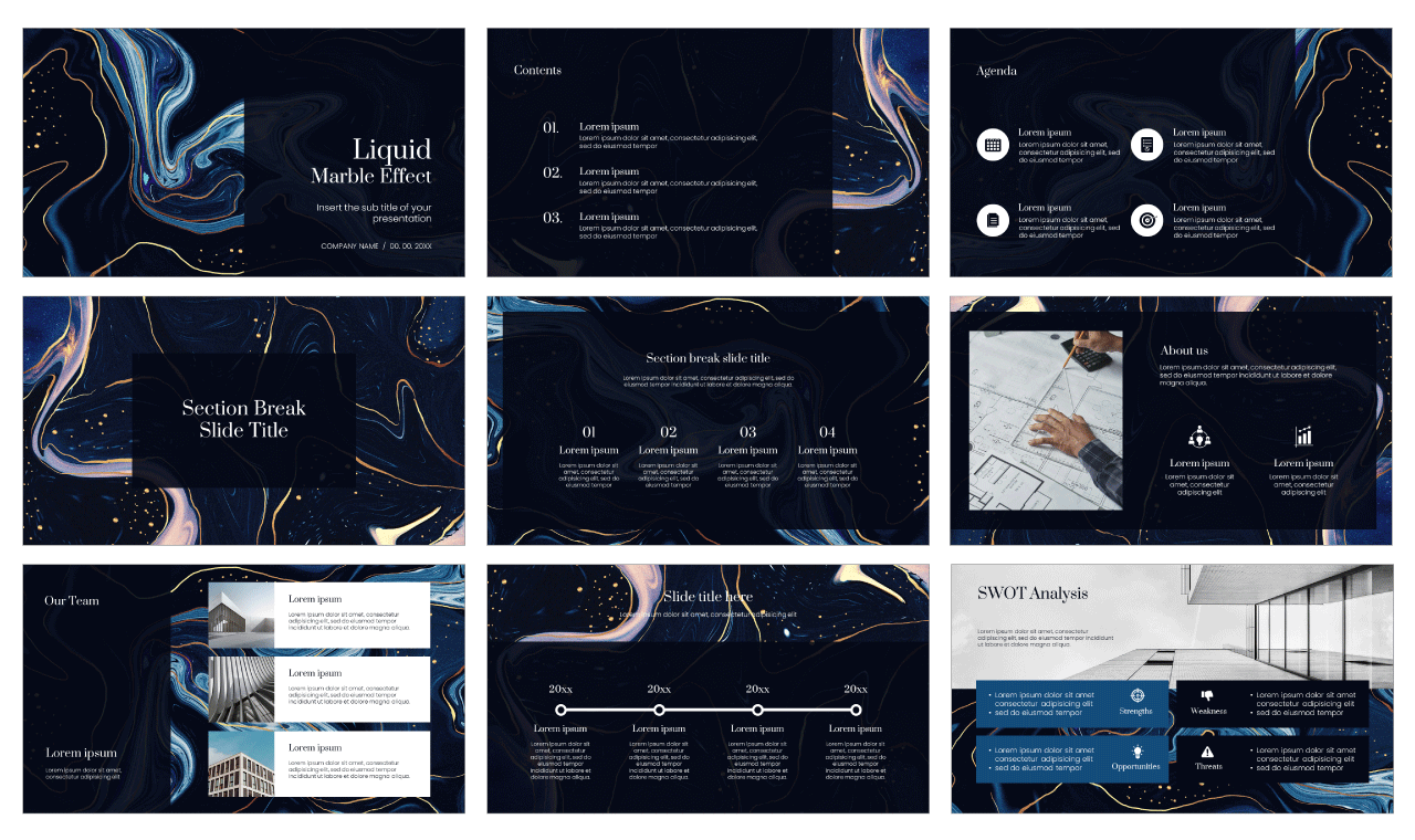 Liquid Marble Effect Free Google Slides Theme Template