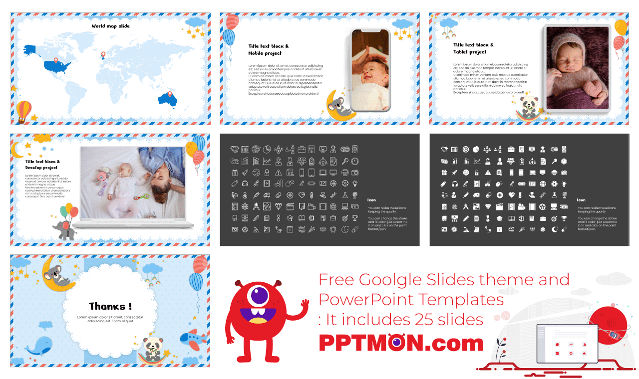 Nouveau-né - Modèle Powerpoint Babyshop - TemplateMonster