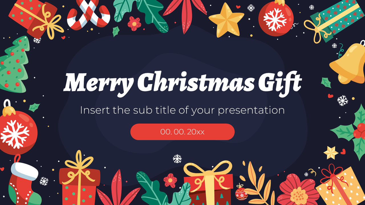 Merry Christmas Gift Free Google Slides PowerPoint Template