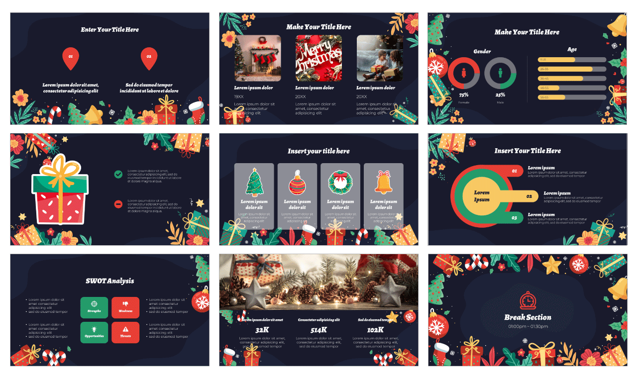 Merry Christmas Gift PowerPoint Template Free Download