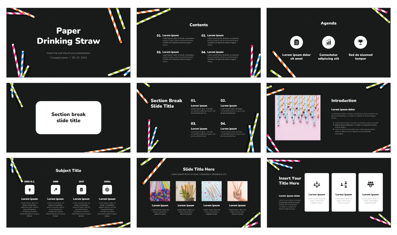 Paper Drinking Straw Free Google Slides Templates Themes