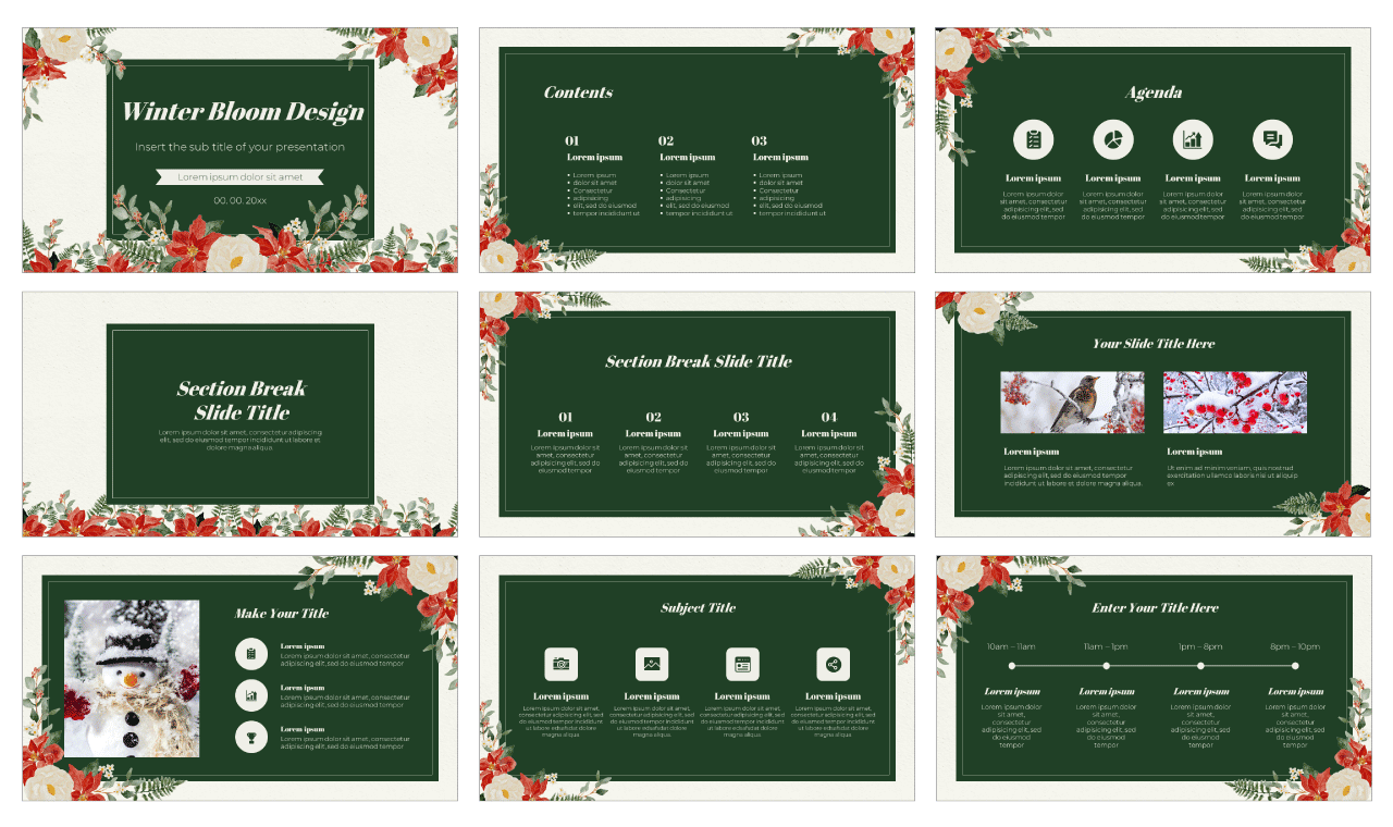 Winter Bloom Design Free Google Slides Theme Template