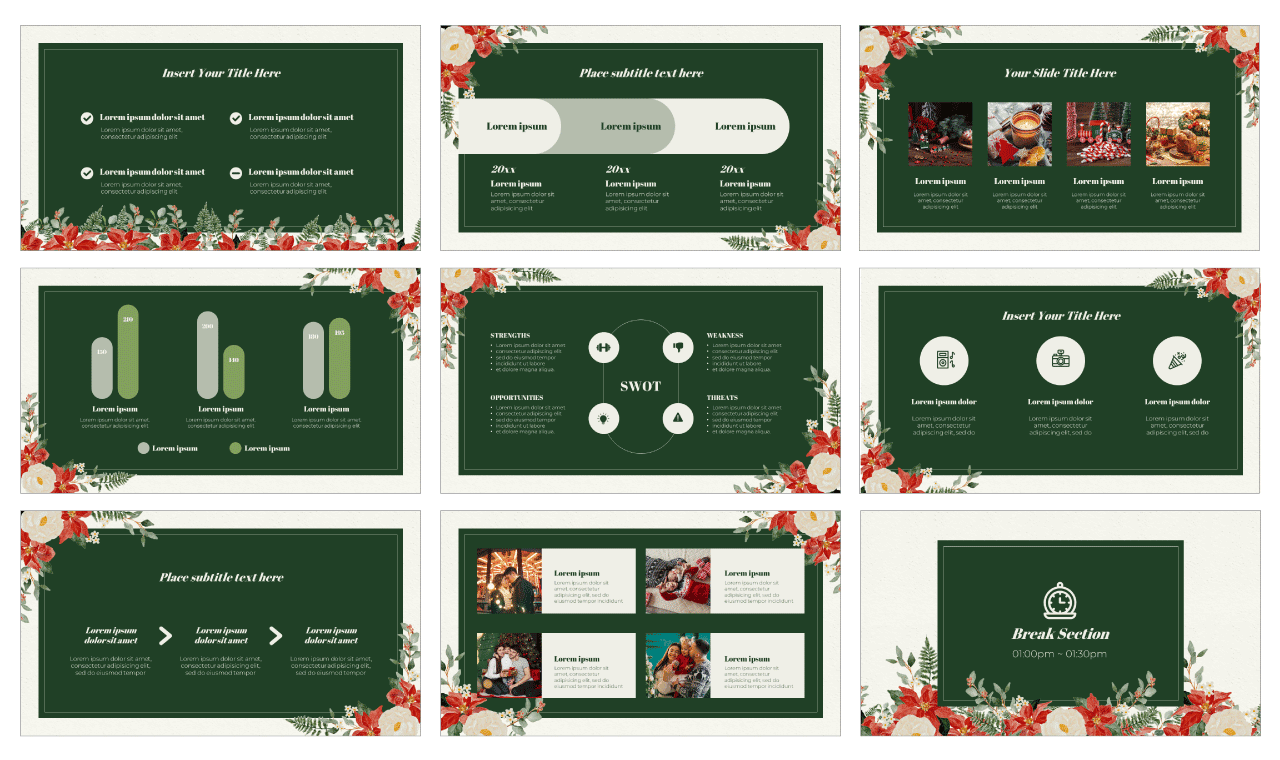 Winter Bloom Design PowerPoint Template Free Download