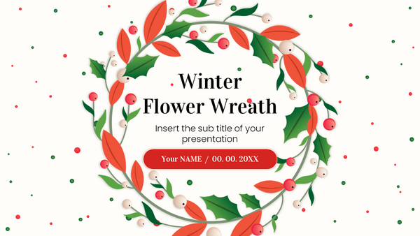 Winter Flower Wreath Free Google Slides PowerPoint Template
