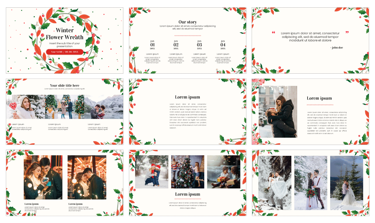 Winter Flower Wreath Free Google Slides Theme Template