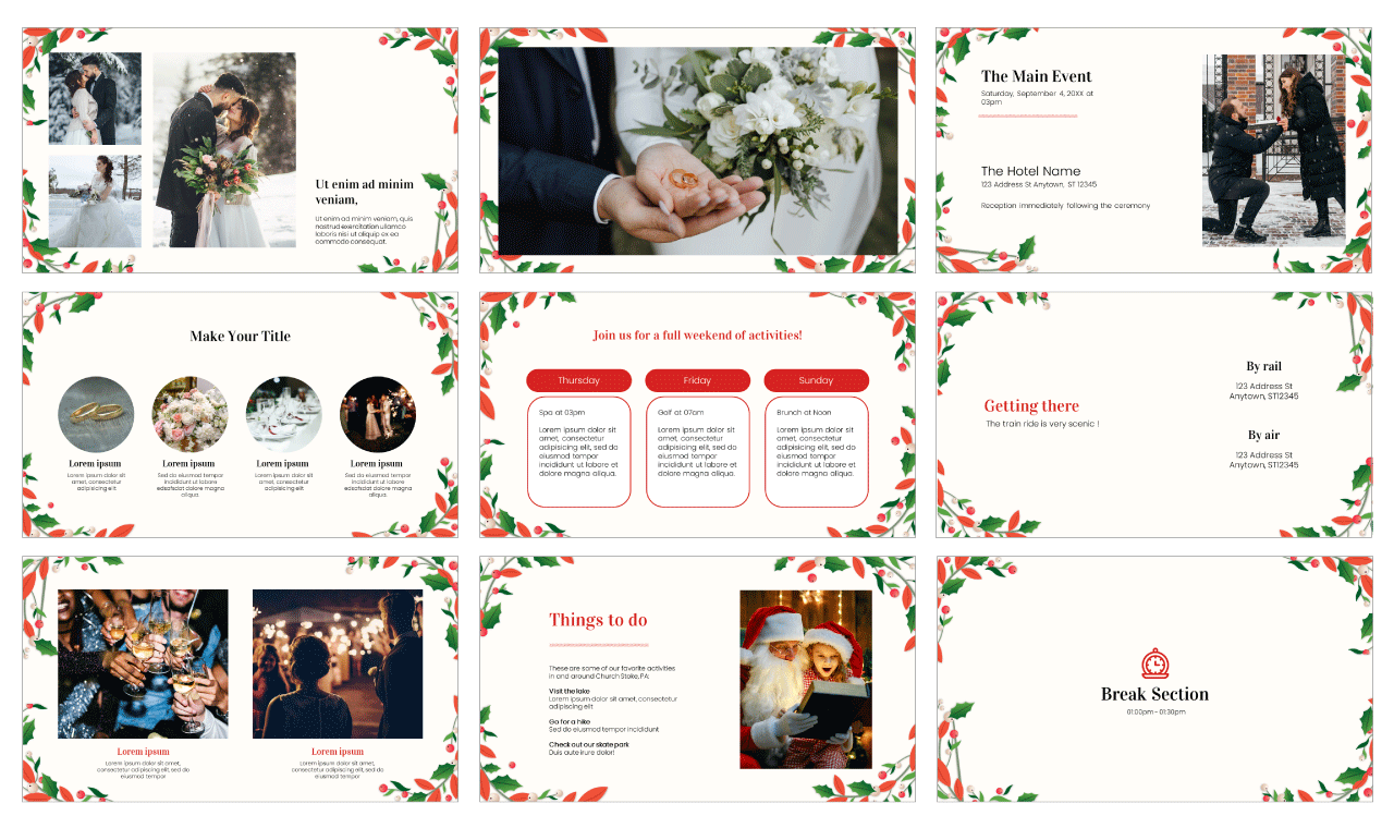 Winter Flower Wreath Free PowerPoint Template Download