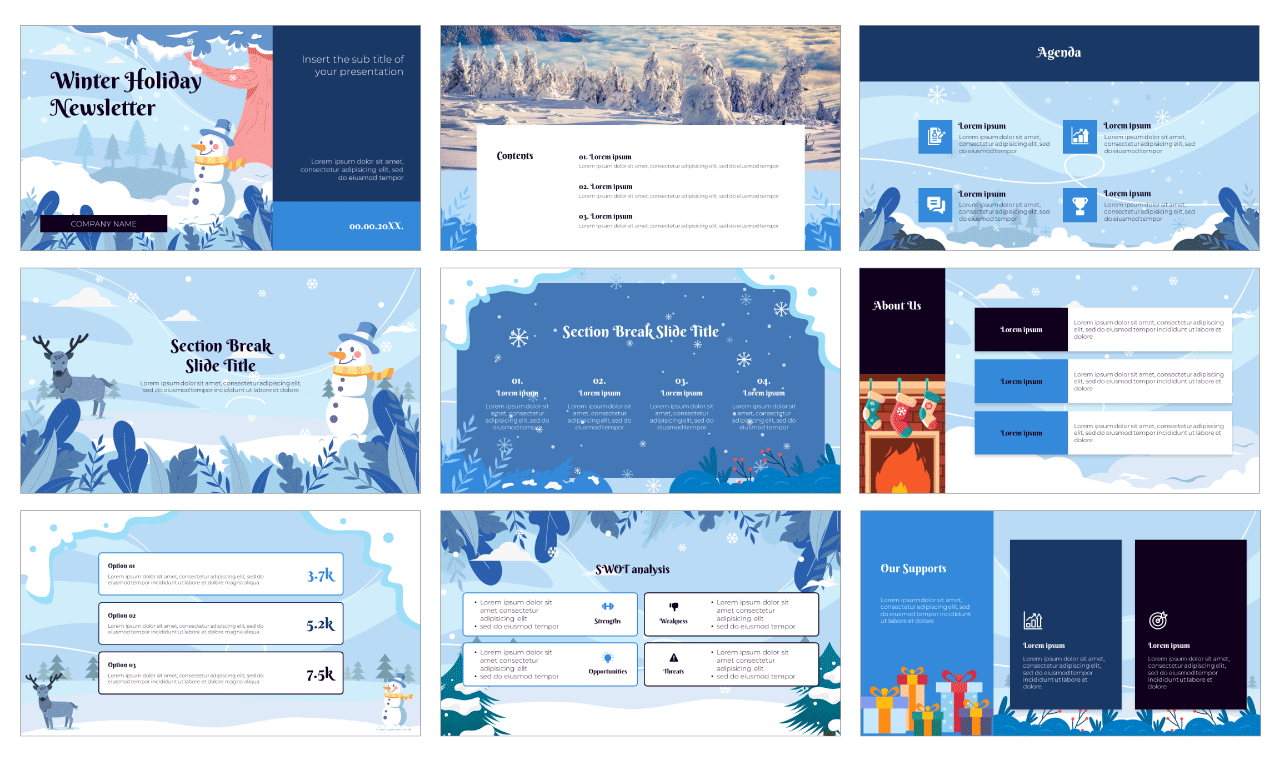 Winter Holiday Newsletter Free Google Slides Template