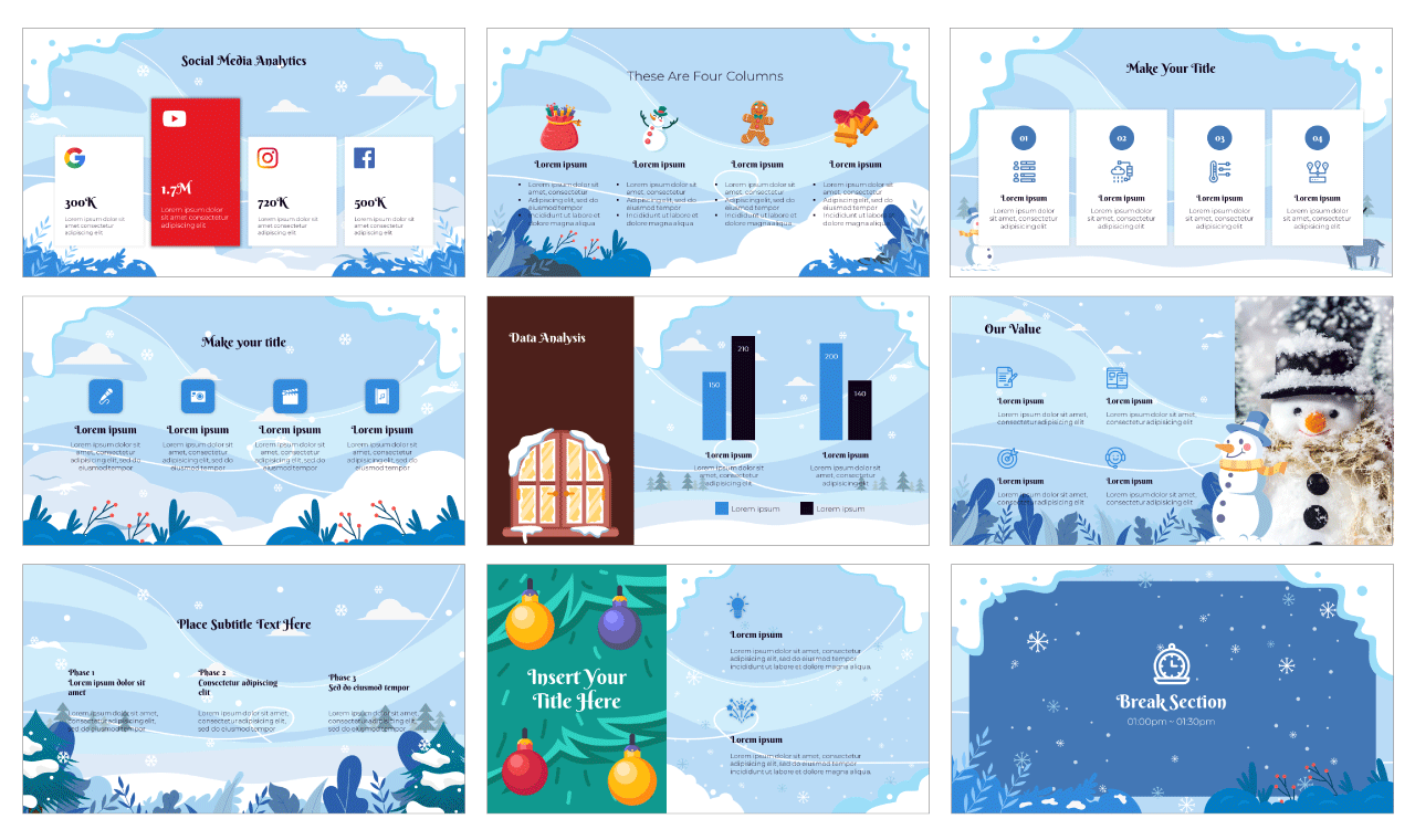 Winter Holiday Newsletter PowerPoint Template Free Download