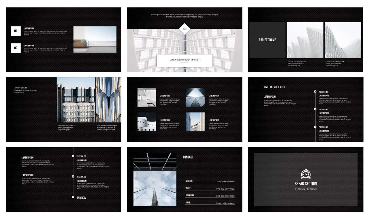 Black Steel Portfolio Google Slides PowerPoint Template Free Download