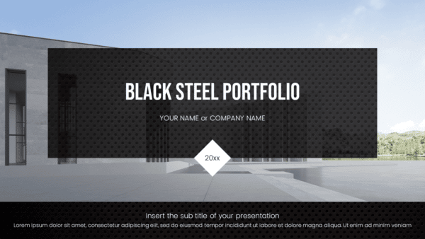 Black Steel Portfolio Google Slides Theme PowerPoint Template