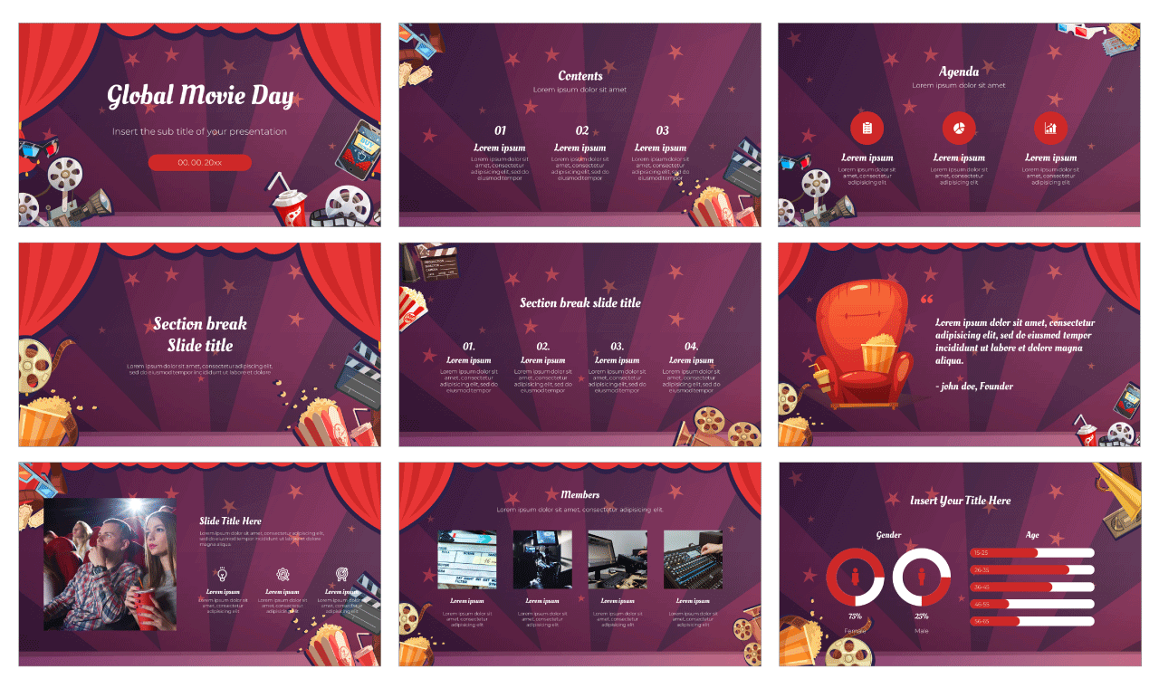 Global Movie Day Google Slides Theme and PowerPoint Template