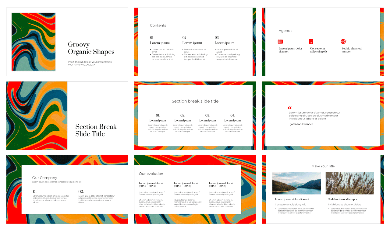 Groovy Organic Shapes Free Google Slides PowerPoint Templates