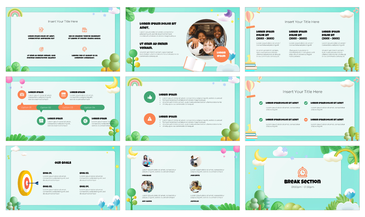 School Subject for Kids PowerPoint Template Free Download