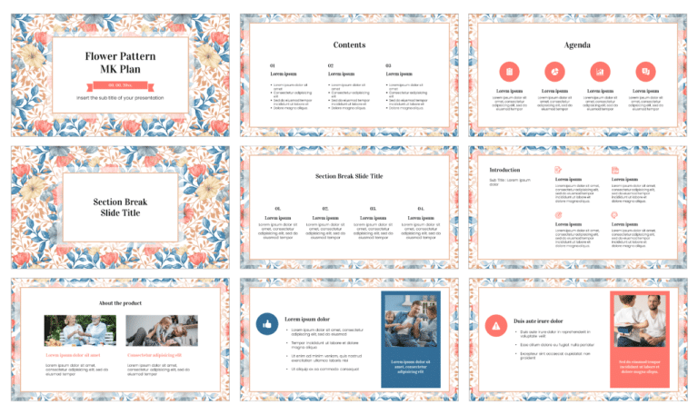 Flower Pattern MK Plan Free Google Slides PowerPoint Template