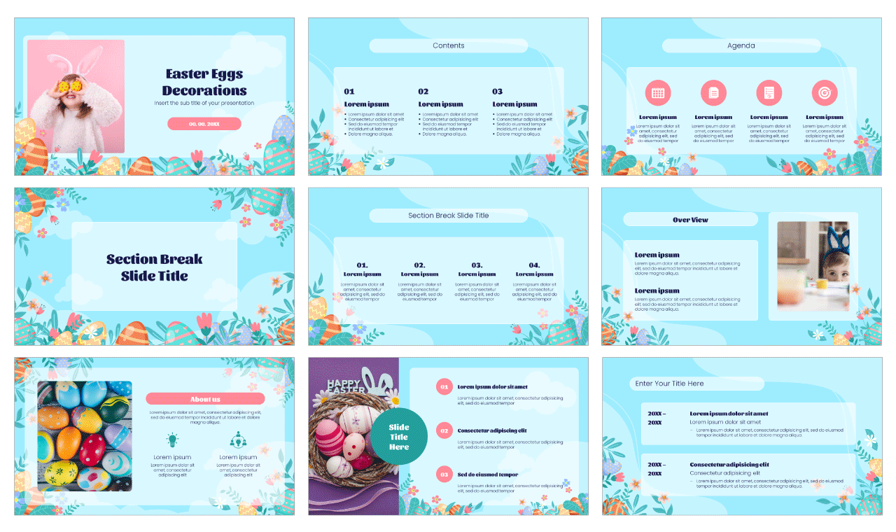 Easter Eggs Decorations Google Slides PowerPoint Template