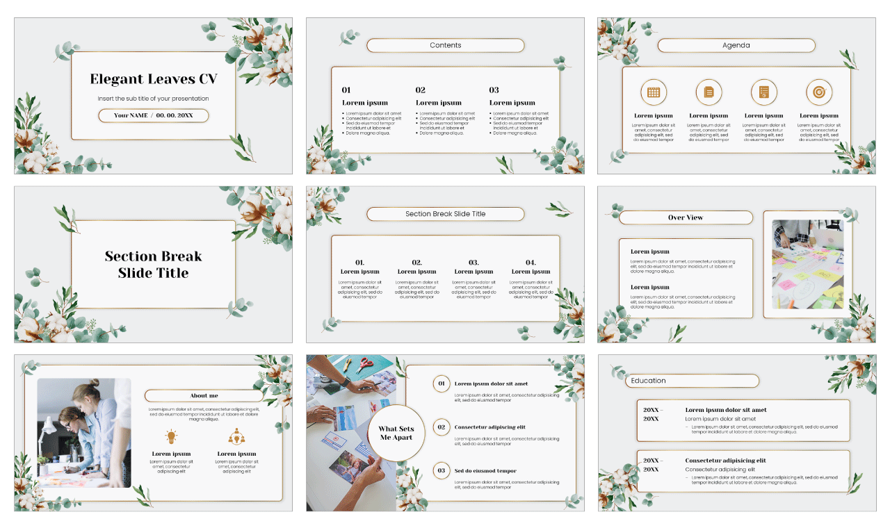 Elegant Leaves CV Free Google Slides PowerPoint Template