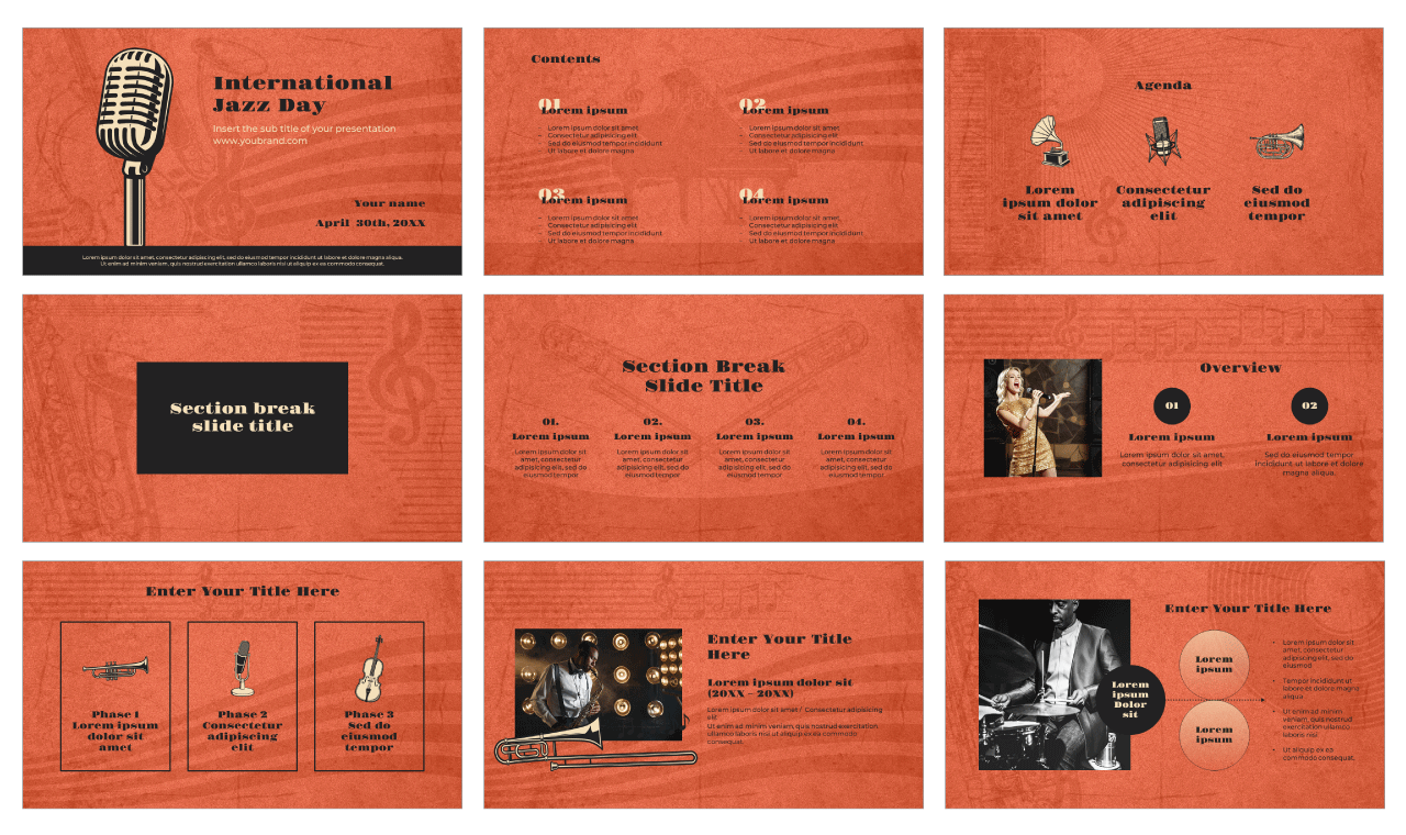 International Jazz Day Google Slides Theme PowerPoint Template