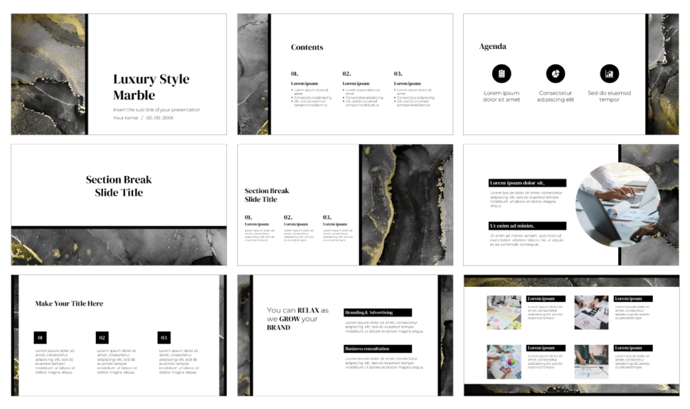 Luxury Style Marble Free Google Slides PowerPoint Template