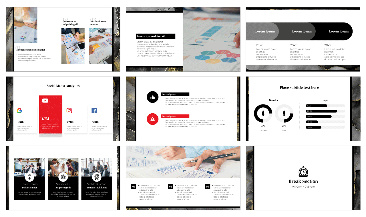 Luxury Style Marble Google Slides PowerPoint Template Free Download