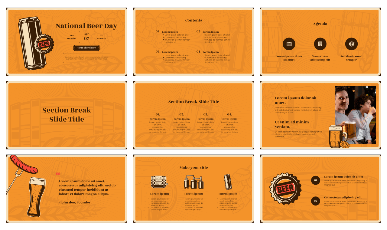 National Beer Day Google Slides Theme PowerPoint Templates