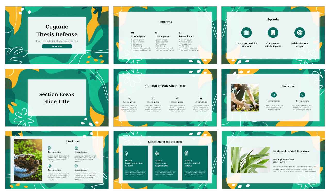 Organic Thesis Defense Google Slides Theme PowerPoint Template