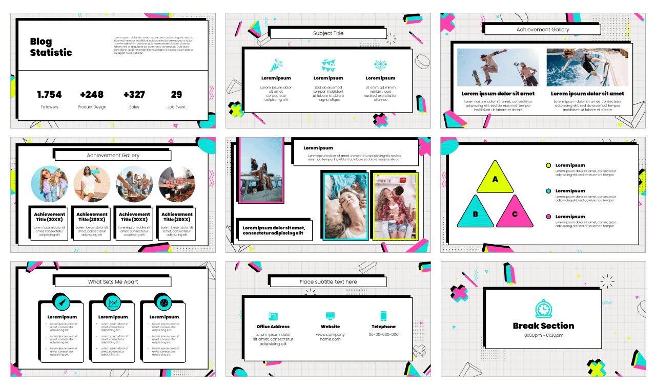 80s Memphis Style Google Slides PowerPoint Template Free Download