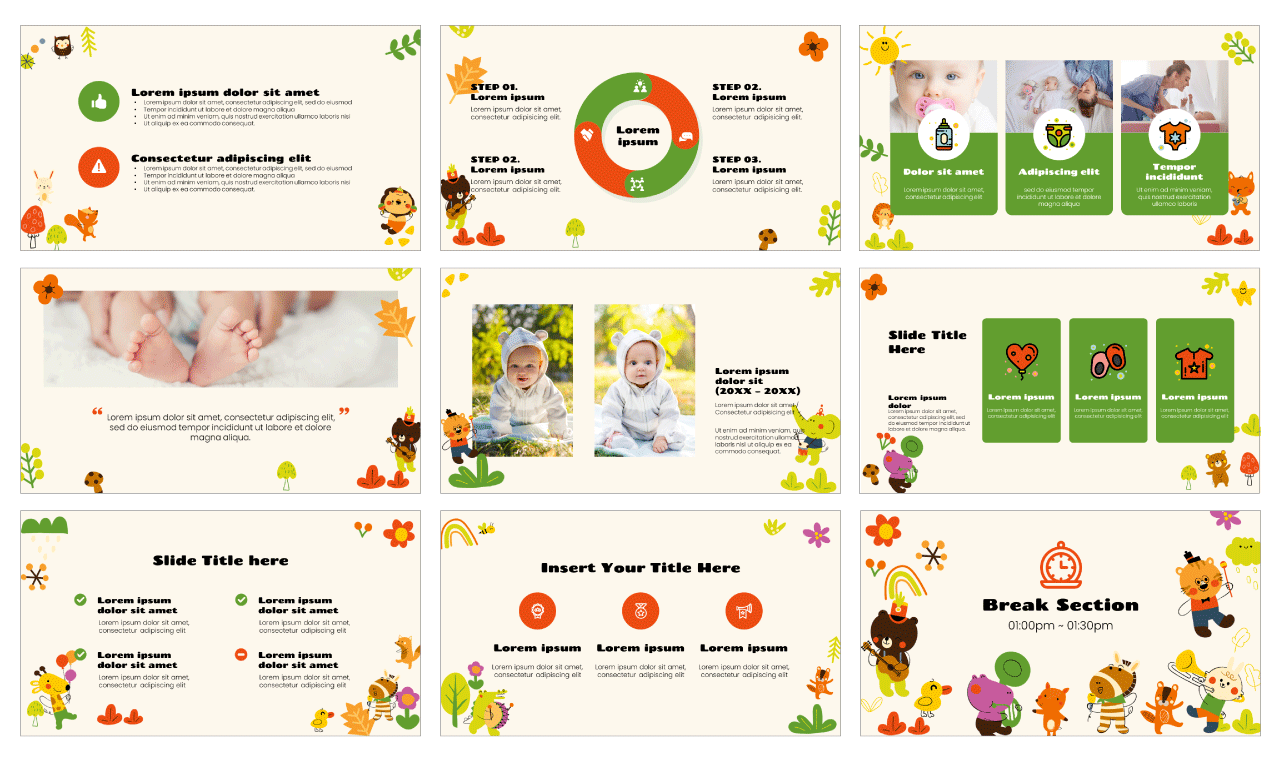 Animal Baby Shower Google Slides PowerPoint Template Free Download