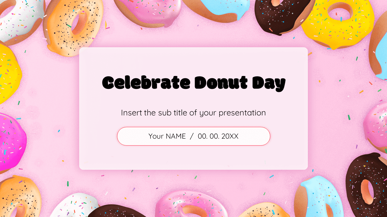 Celebrate Donut Day Google Slides Theme PowerPoint Template
