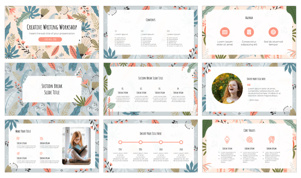 Creative Writing Workshop Google Slides PowerPoint Template