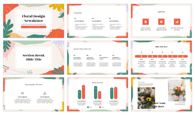 Floral Design Newsletter Free Google Slides PowerPoint Template